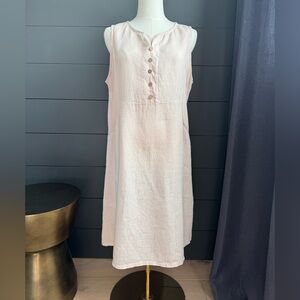 Terzo Millennio Italian Linen Shift Dress Blush Pink Made in Italy Size Large